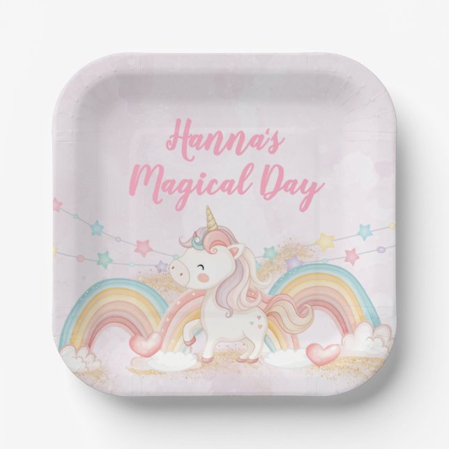Magisches Einhorn Pappteller (Vorderseite)