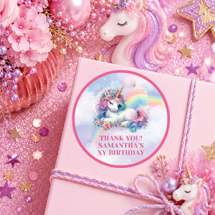 Magisches Einhorn Pastellfarben Mädchen Geburtstag Runder Aufkleber