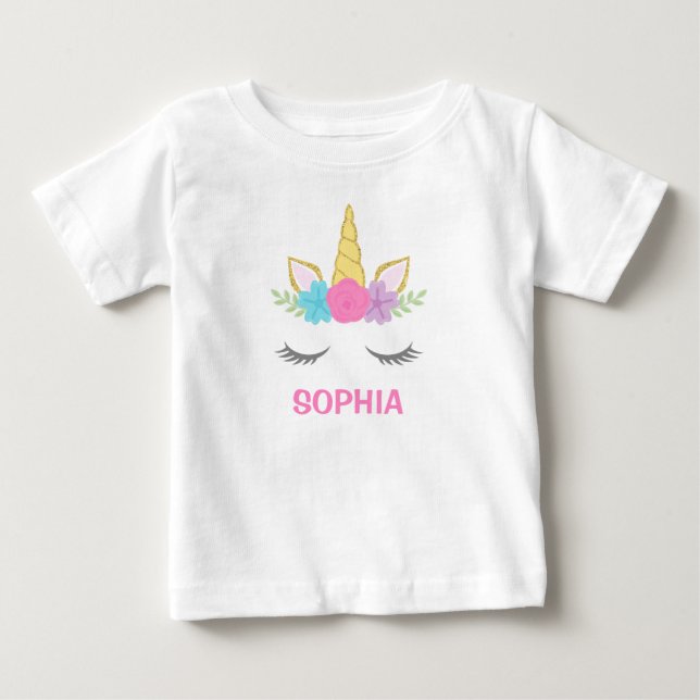Magisches Einhorn Personalisiert Baby T-shirt (Vorderseite)