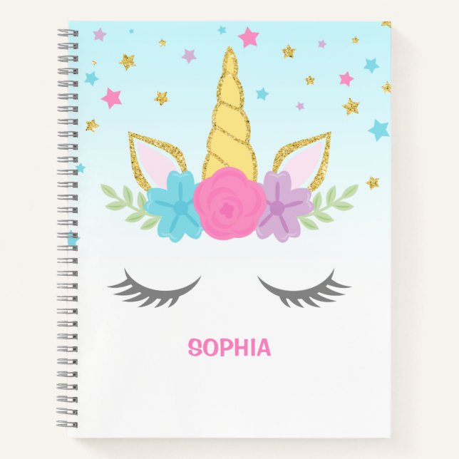 Magisches Einhorn Personalisiert Kids Notizbuch (Vorderseite)