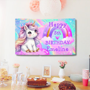 Magisches Einhorn Regenbogen Glitter Geburtstag Banner