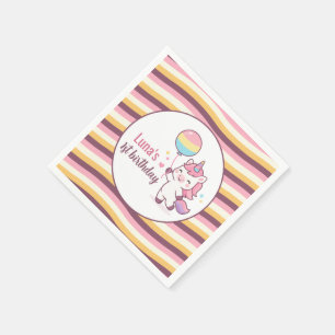 Magisches Einhorn & Regenbogen Mädchen 1. Geburtst Serviette