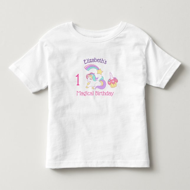 Magisches Einhorn Regenbogen Shooting Star & Cupca Kleinkind T-shirt (Vorderseite)