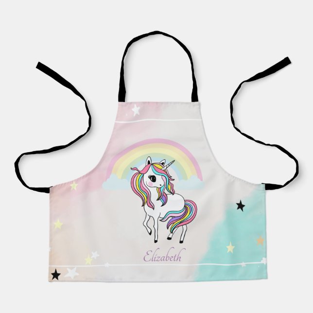 Magisches Einhorn, Regenbogen, Sterne Schürze (Vorderseite)