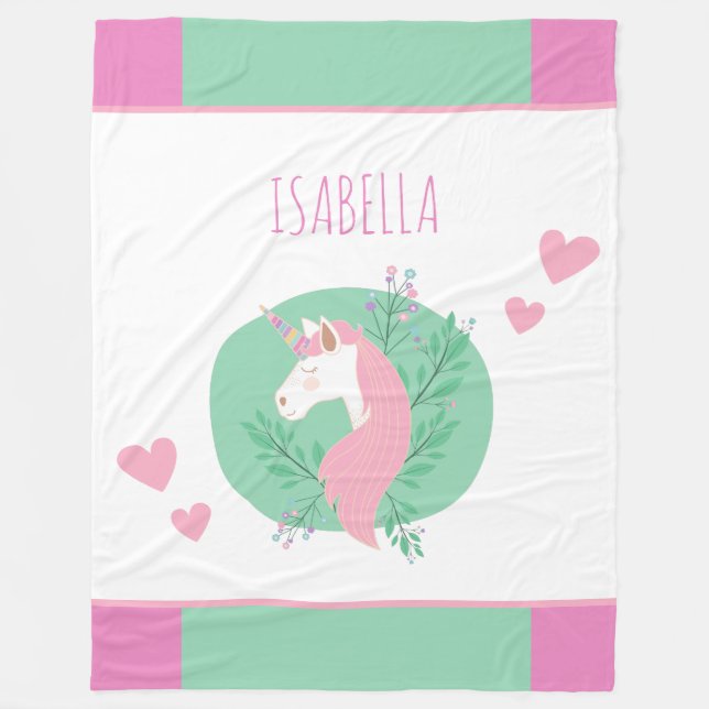 Magisches Einhorn Rosa und Aquamariner Name des kl Fleecedecke (Vorderseite)