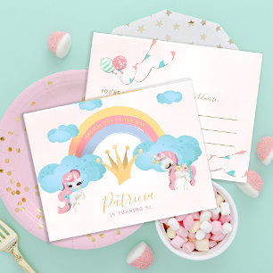 Magisches Einhorn rosa und gold Mädchen Geburtstag Postkarte