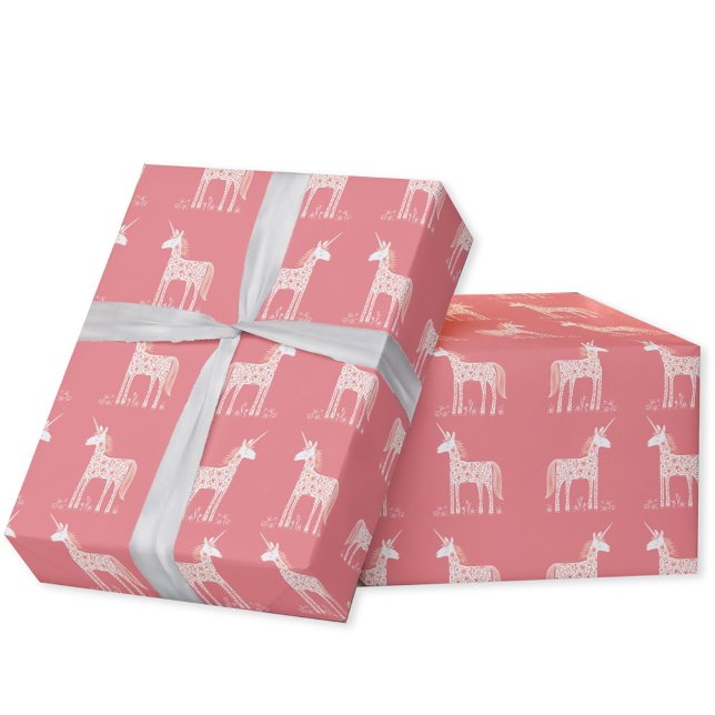 Magisches Einhorn-Rosa-Wrapping-Papier Geschenkpapier (Pink magical unicorn gift wrapping paper roll)