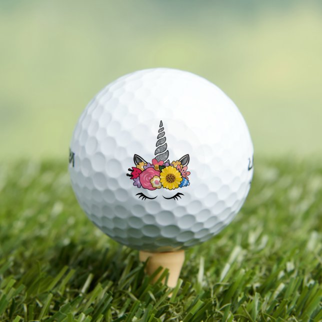 Magisches Einhorn Silver Glitzer Horn und Blume Golfball (Insitu T-Shirt)