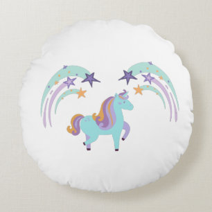 Magisches Einhorn-Star-Druckkopfkissen Rundes Kissen