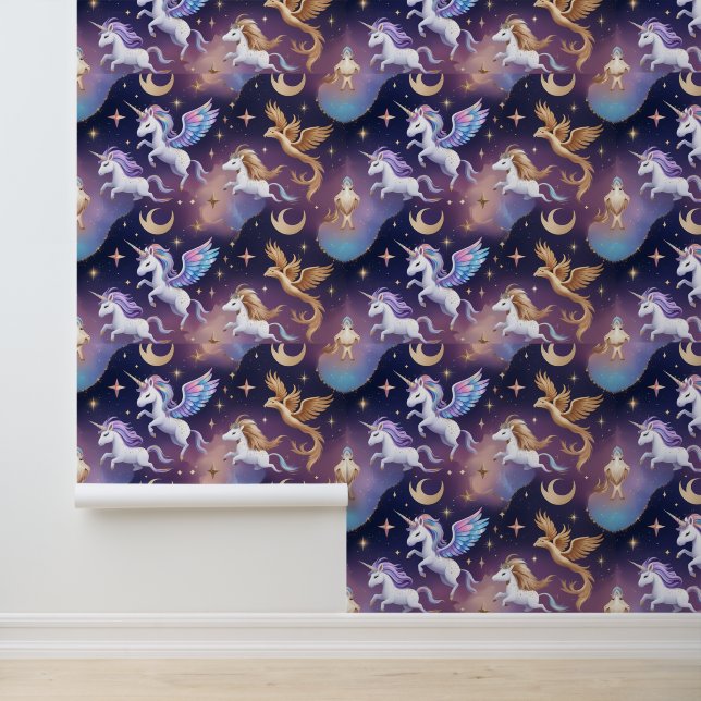 Magisches Einhorn und Phoenix Galaxy Sky Entfernba Tapete (Anwendung)