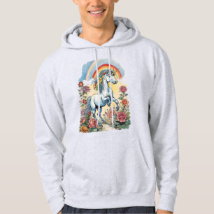 Magisches Einhorn und Regenbogen mit Rose Hoodie