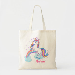 Magisches Einhorn und Regenbogenfarben Tragetasche