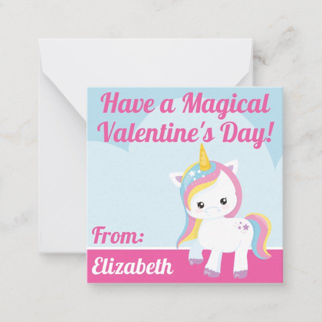 Magisches Einhorn Valentins Klassenzimmer Mitteilungskarte (Vorderseite)