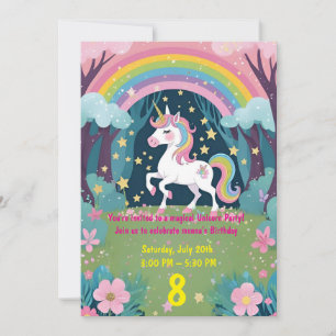 Magisches Einhorn zum Geburtstag Einladung für Mäd