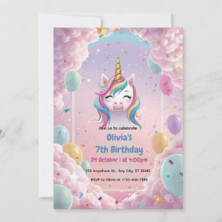 Magisches Einhorn zum Geburtstag Einladung - Regen