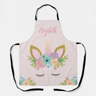 Magisches Einhorngesicht mit Wimpern Glitzer pink Schürze