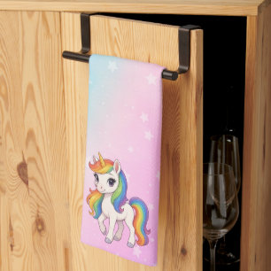 Magisches farbenfrohes Einhorn Geschirrtuch