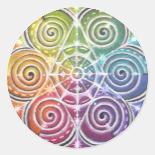 Magisches Farbrad Mandala Runder Aufkleber (Vorderseite)