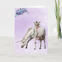 Magisches Feen-Einhorn Lila Schwarze Grußkarte