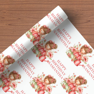 Magisches Feen-Mädchen Errötendes Blumengeburtstag Geschenkpapier