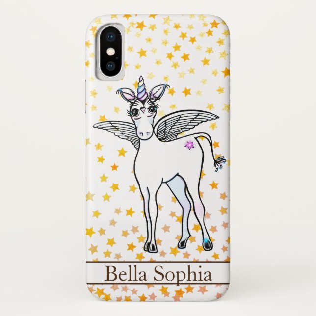 Magisches Flügeldrachen mit goldenen Sternakzenten Case-Mate iPhone Hülle (Rückseite)