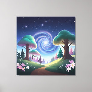 Magisches Forest Gateway: wirbelnde Galaxie Leinwanddruck