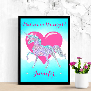 Magisches Glitzer-Einhorn Personalisiert Poster