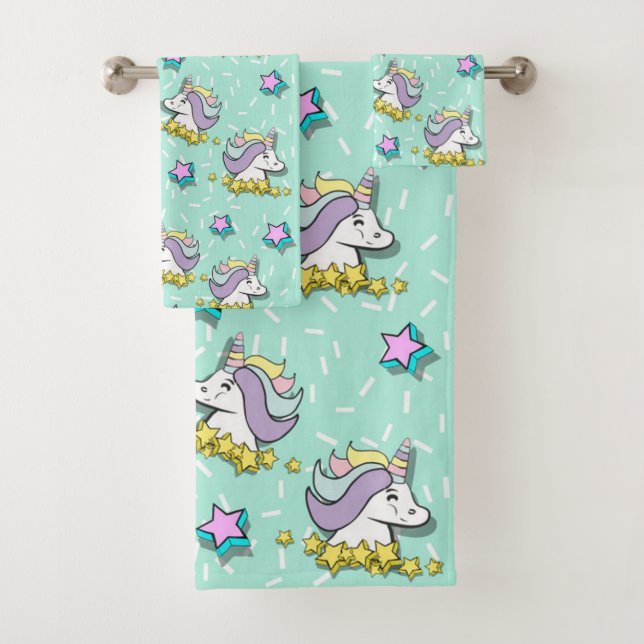 Magisches Glück Einhorn und Sterne Badhandtuch Set (Insitu)