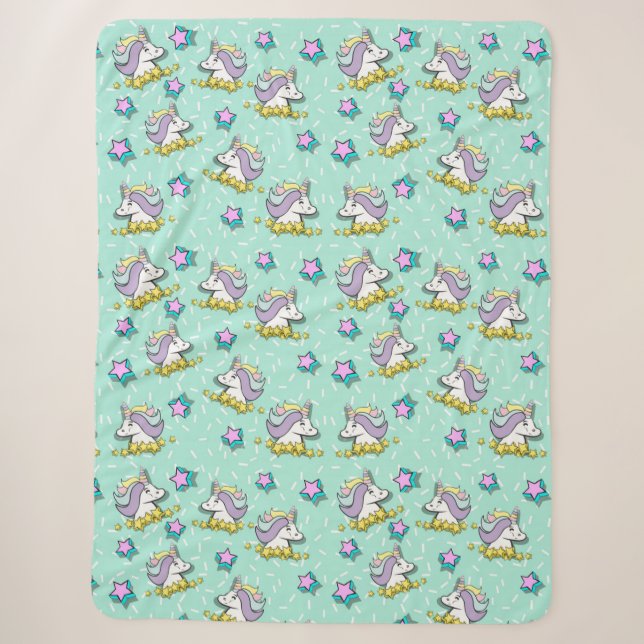 Magisches Glück Einhorn und Sterne Sherpadecke (Vorderseite)