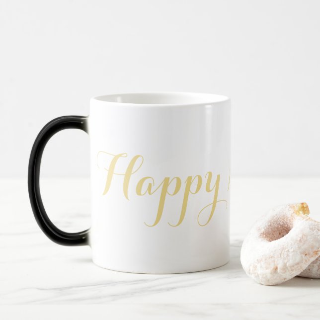 Magisches Glück Neujahr Imitate Gold Coffee Milk T Verwandlungstasse (Mit Donut)