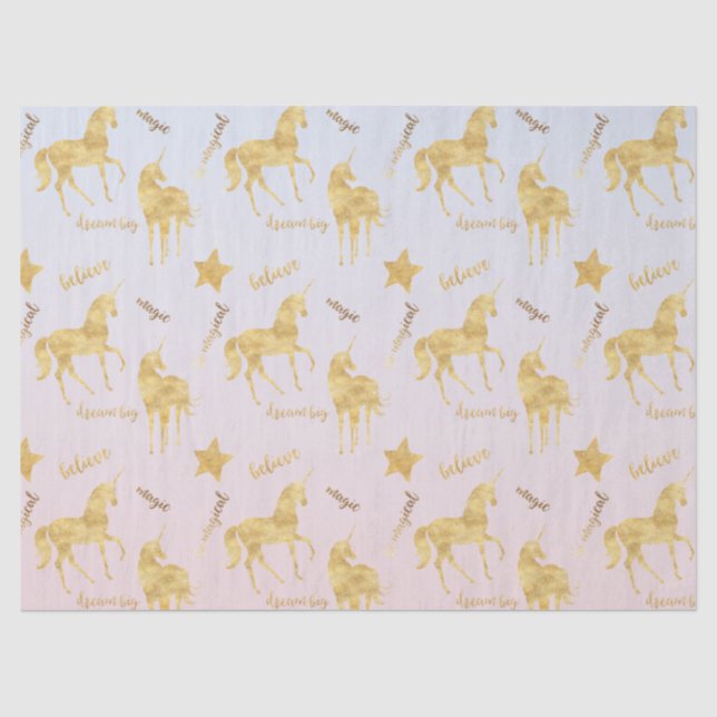 Magisches GoldEinhorn Ombre Seidenpapier (Vorderseite)
