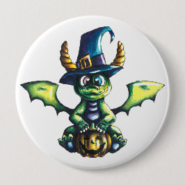 Magisches Halloween-Drachendesign Button