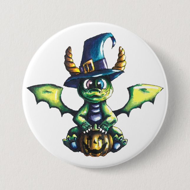 Magisches Halloween-Drachendesign Button (Vorderseite)