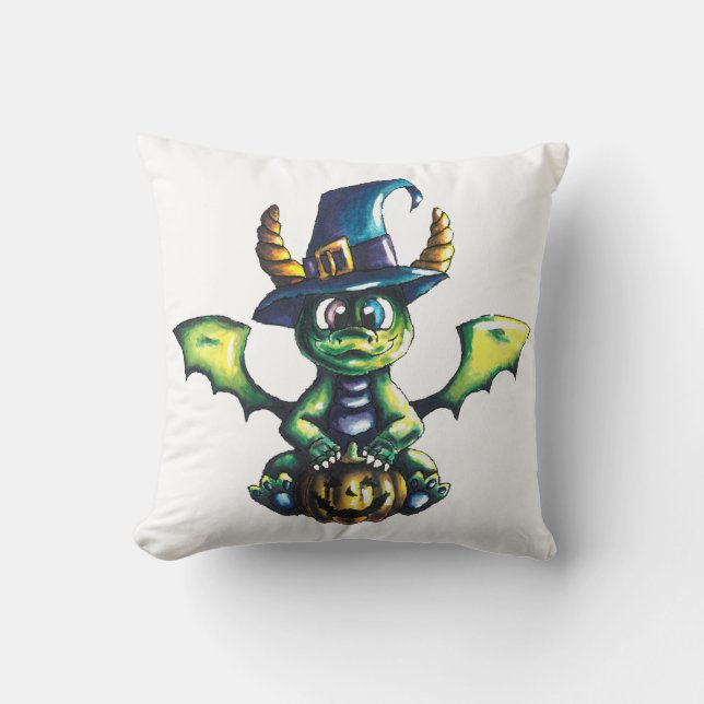 Magisches Halloween-Drachendesign Kissen (Vorderseite)