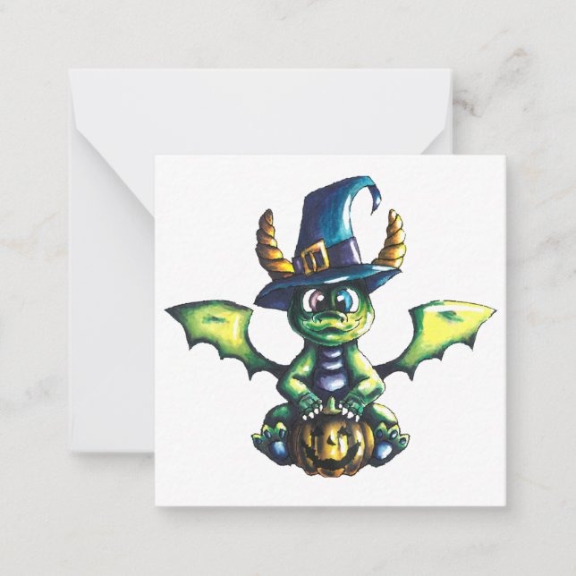 Magisches Halloween-Drachendesign Mitteilungskarte (Vorderseite)