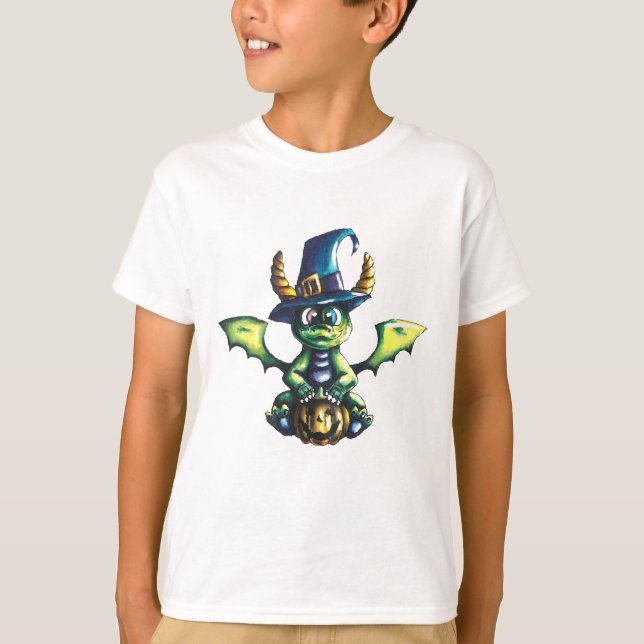 Magisches Halloween-Drachendesign T-Shirt (Vorderseite)