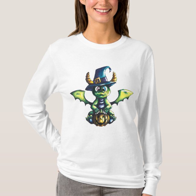Magisches Halloween-Drachendesign T-Shirt (Vorderseite)