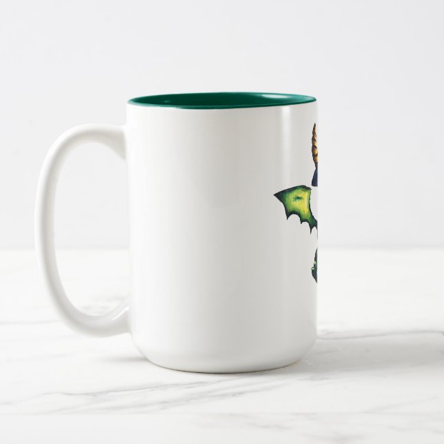Magisches Halloween-Drachendesign Zweifarbige Tasse (Links)