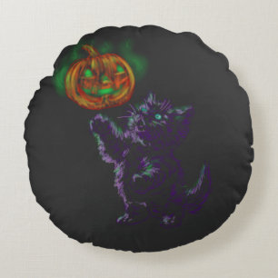 Magisches Halloween-Kätzchen-T-Shirt Rundes Kissen