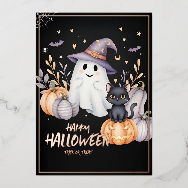 Magisches Halloween-Party Folieneinladung (Vorderseite)