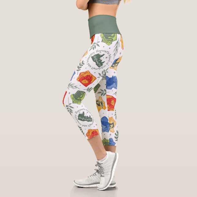 Magisches Herbologie-HOGWARTS™-Häusermuster Capri Leggings (Links)