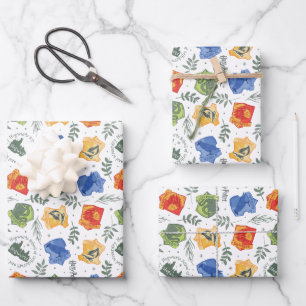 Magisches Herbologie-HOGWARTS™-Häusermuster Geschenkpapier Set