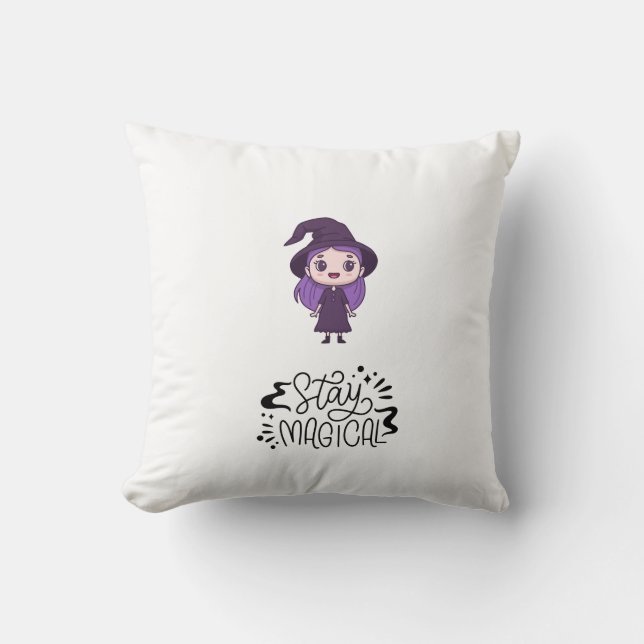 "Magisches Hexenstickerkissen Bleibe" Kissen (Vorderseite)
