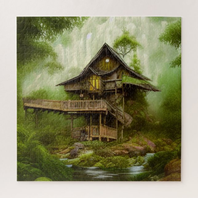 Magisches Hütte Haus in grüner Umgebung (Vertikal)