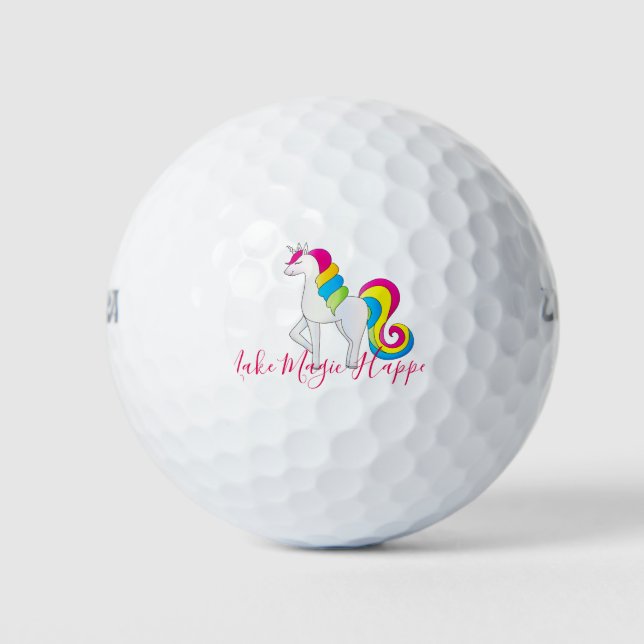Magisches Illustriertes Niedliches Girl Rainbow Un Golfball (Vorderseite)