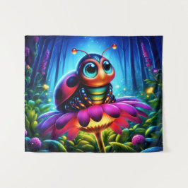 Magisches Insekt in einem hellen Nachtwald Wandteppich