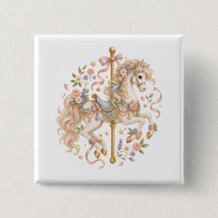 Magisches Karussellpferd Blumendesign Button