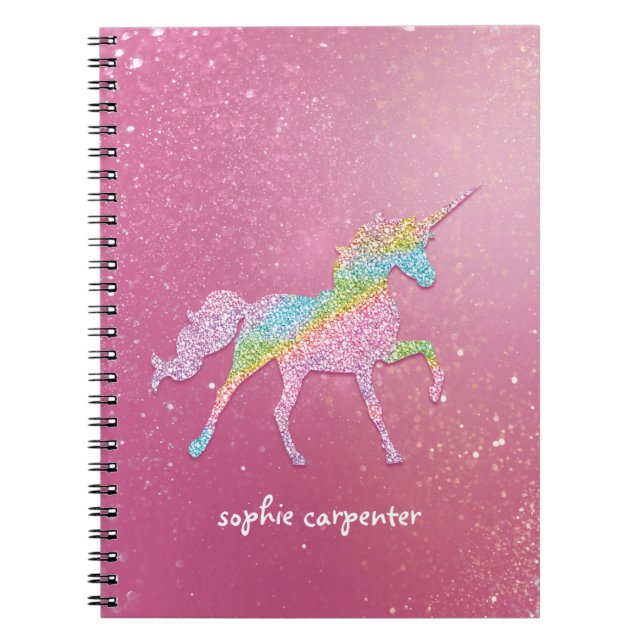 Magisches Kid-Rainbow-Glitzer Unicorn Notizblock (Vorderseite)