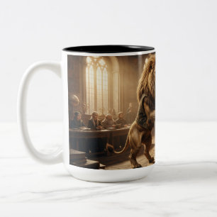 Magisches Kreaturen-Blumengeschenk – Löwe Nashorn Zweifarbige Tasse