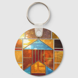 Magisches Licht aus den Fenstern der Kirche Schlüsselanhänger